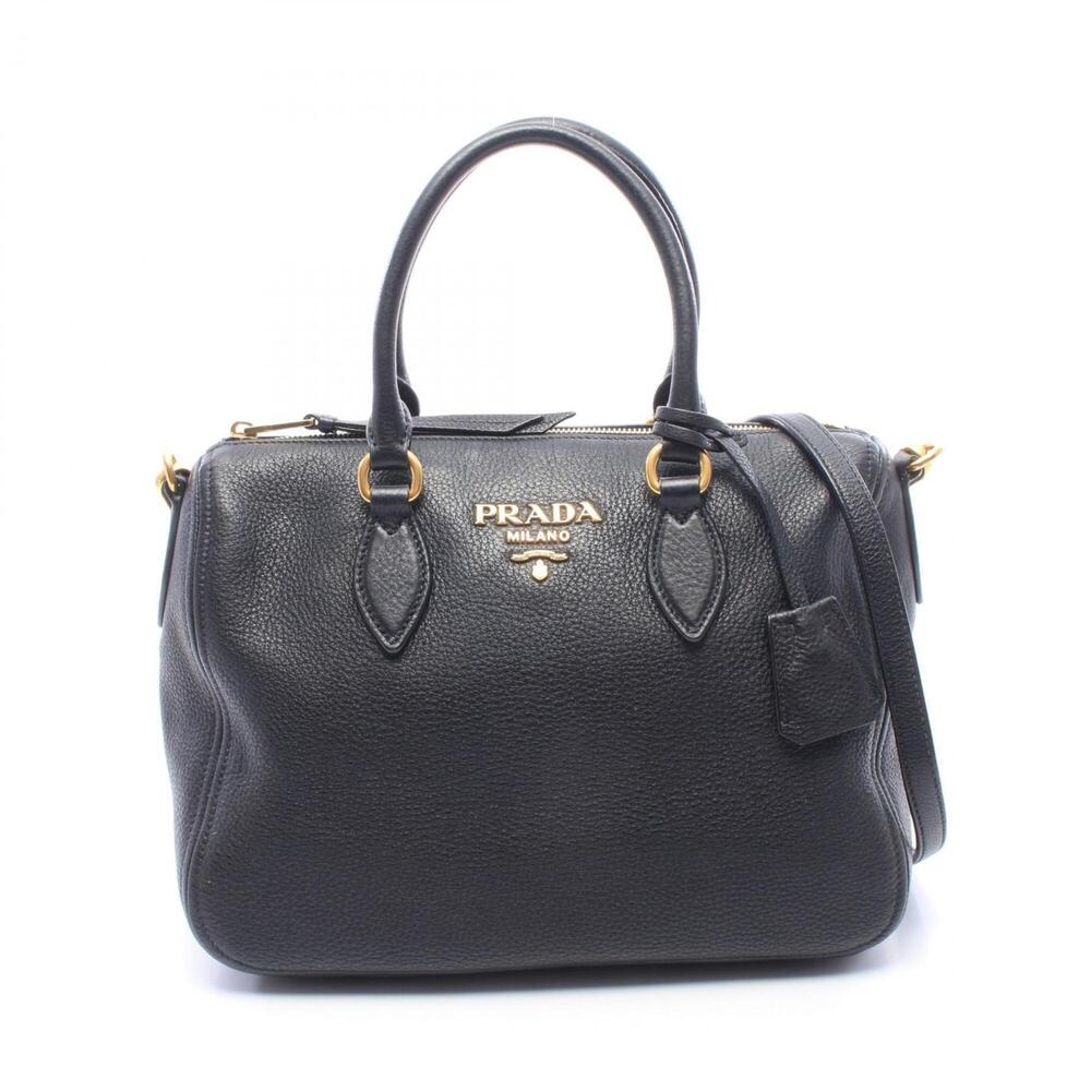 Prada PRADA 2-Way Handbag, Leather, Women's, Black, 1BB023